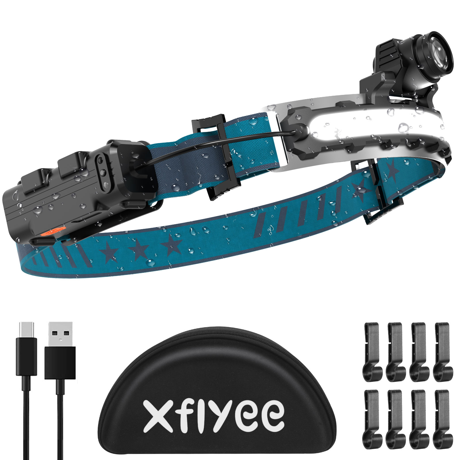 LED Headlamp Rechargeable, Super Bright 1000 Lumens 270° Wide Beam Headlamp with Motion Sensor,6 Lighting Modes, IPX4 Waterproof Head Lamp Suitable for Camping, Working, Hard Hat Headlight